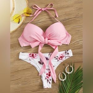 Swim Mod Fuller Bust Top With Floral Print Bikini Set